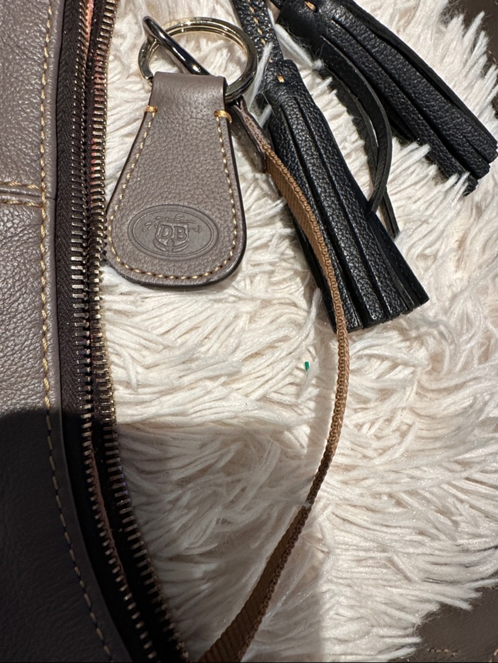 Dooney & Bourke Taupe and Black Two-Tone Leather Hobo - Picture 7 of 17